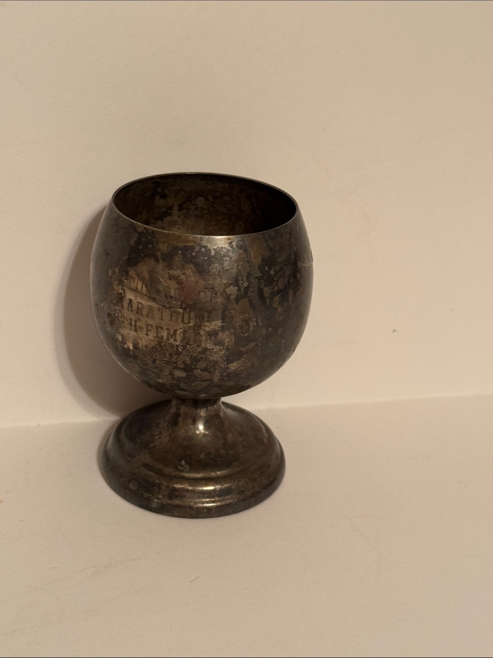 Antique-Style Silver Toned Decorative Goblet. 4.5 inches tall.